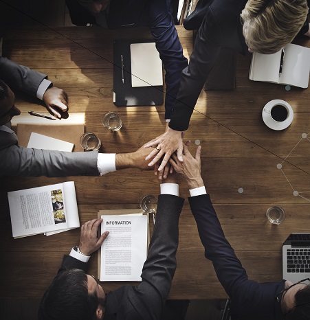 Aerial view of a business team Aerial view of a business team